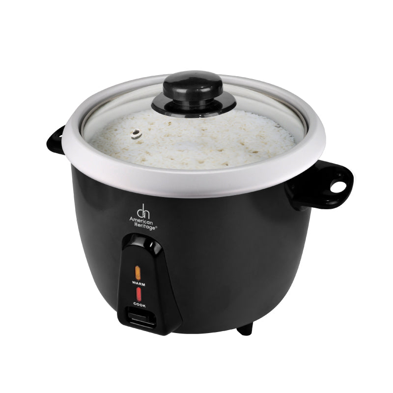 American Heritage 1.5L, 8 cups Glass Lid Rice Cooker Black AHRC-6074